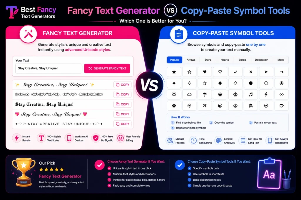 Fancy Text Generator vs Copy-Paste Symbol Tools
