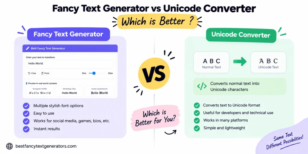 Fancy Text Generator vs Unicode Converter