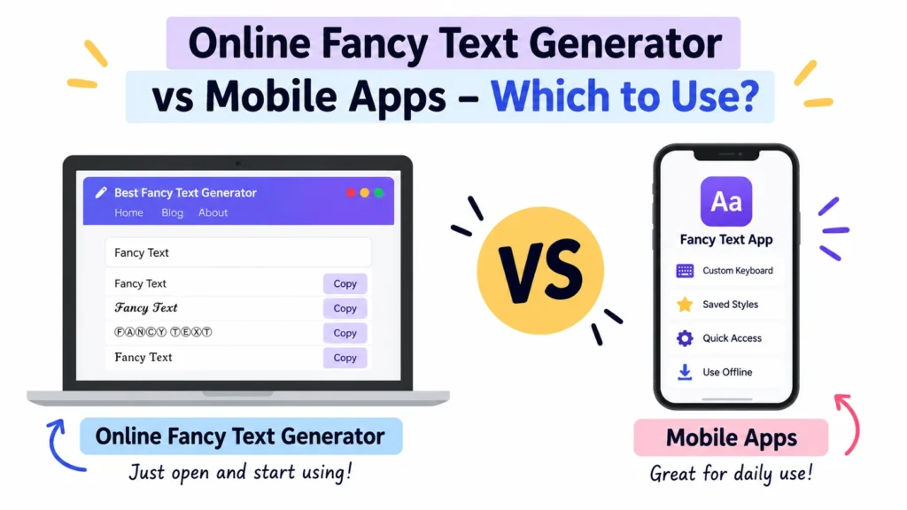 Online Fancy Text Generator vs Mobile Apps