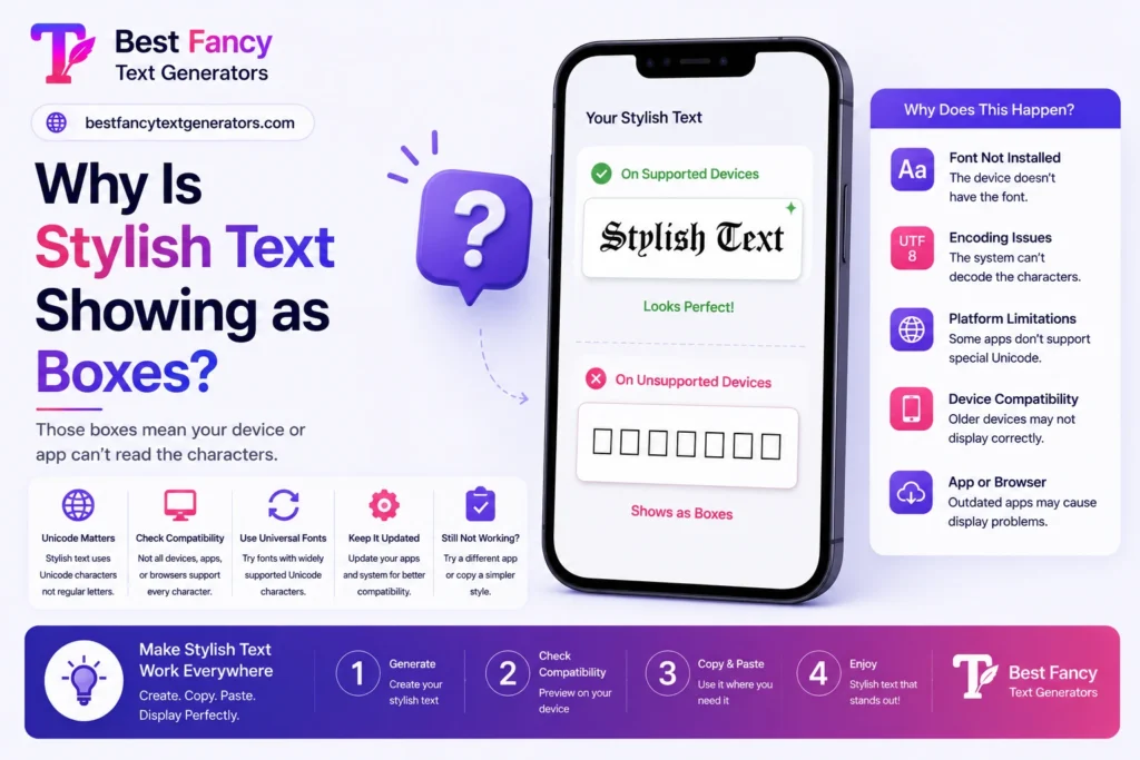 Why Is Stylish Text Showing as Boxes